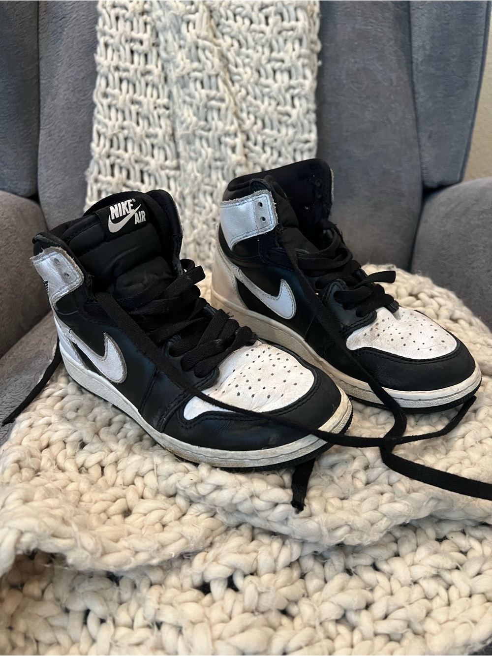 Nike Kids Black and White High-Top Sneakers